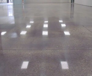 A polished concrete floor with a smooth, reflective surface features rectangular ceiling lights mirrored below. Plain walls surround the open, empty space—ideal for commercial kitchen flooring with its durable, easy-to-clean finish. A polished concrete floor with a smooth, reflective surface features rectangular ceiling lights mirrored below. Plain walls surround the open, empty space—ideal for commercial kitchen flooring with its durable, easy-to-clean finish.